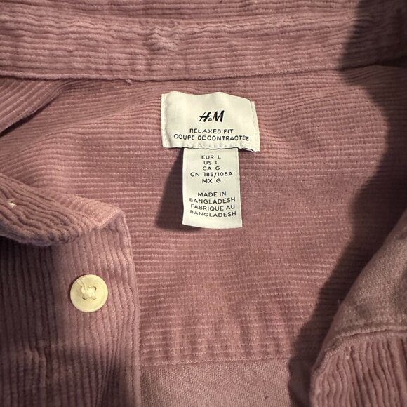 H&M Cordorouy Shirt Large Lavender Purple NEW never worn - Picture 2 of 2